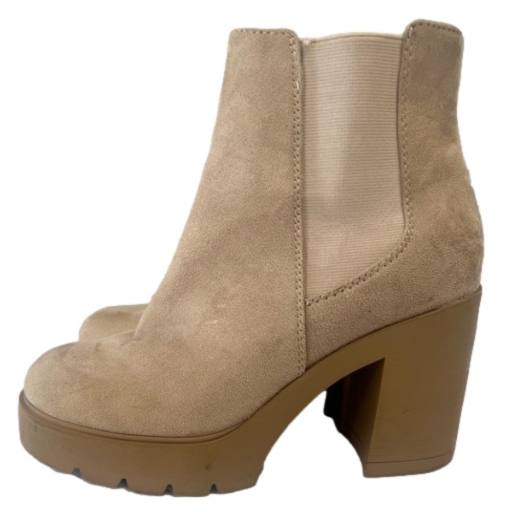 L Soda Pull On Platform Chunky Boots Elastic Stretch Wheat Color 7